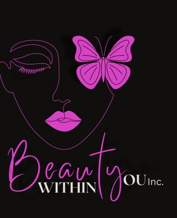 Beauty Within You Inc. logo — line-art face with butterfly.