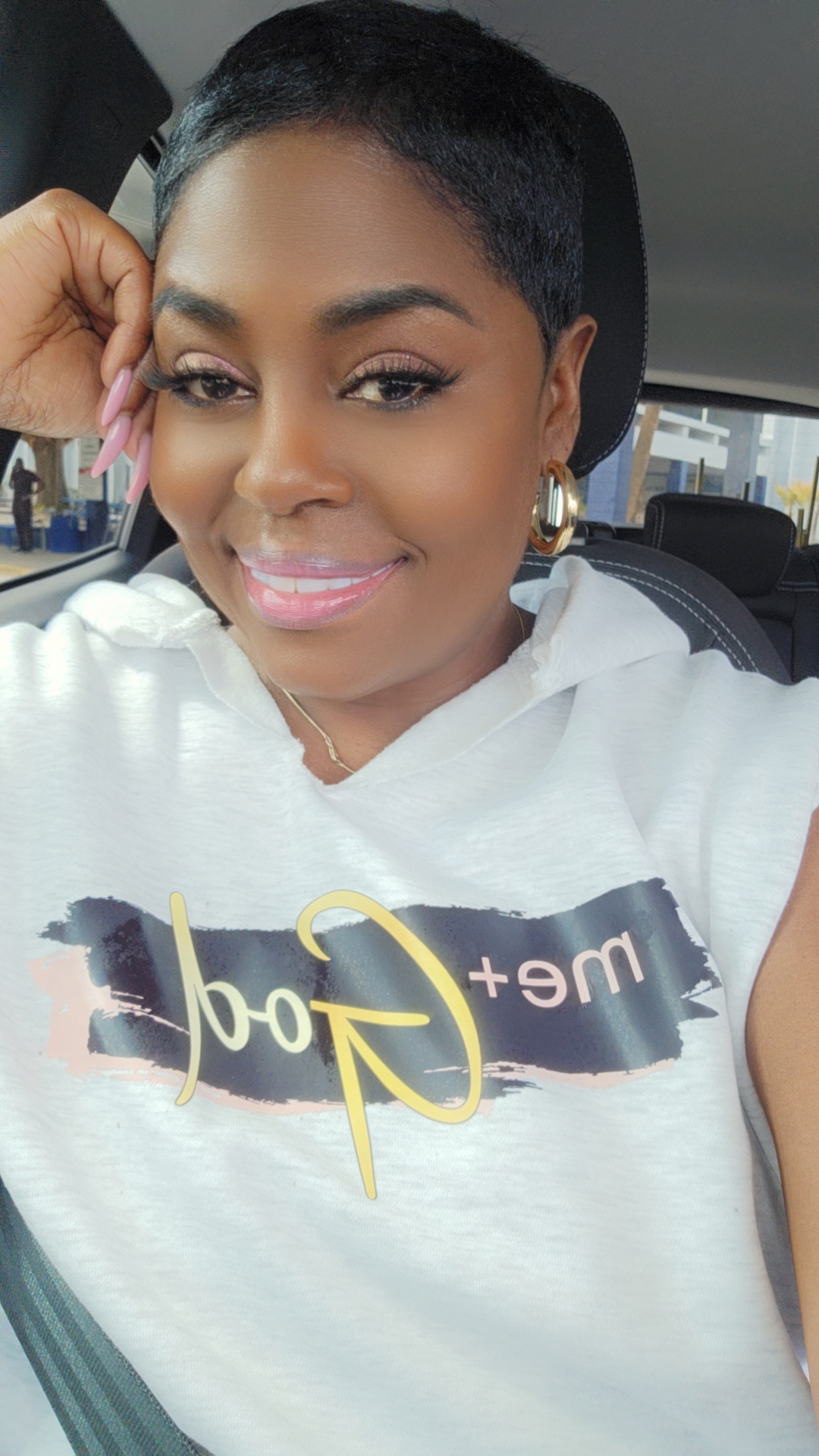 Me + God T-shirt — The Brush design (Black brushstroke with gold script)